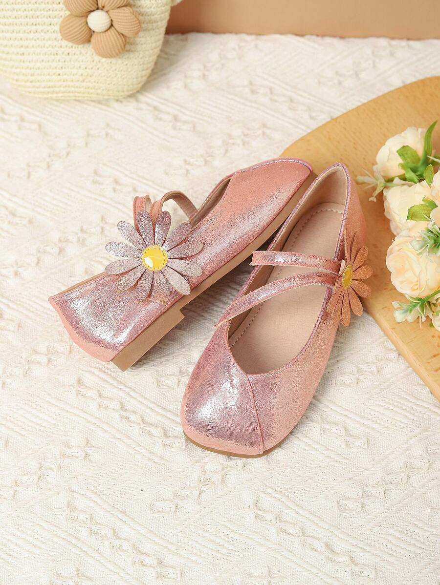 حذاء كاجوال مسطح للبنات مزين بالأقحوان، مناسب للارتداء اليومي، خريف/شتاء