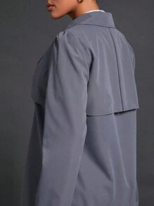 Hauture Puff Long Sleeve Women Trench Coat For Winter - Grey - View 8