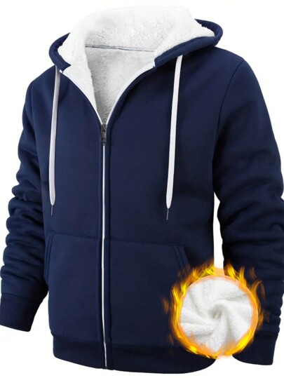 Manfinity Dauomo Men's Fleece Hooded Sweatshirt With Drawstring, For Fall Winter