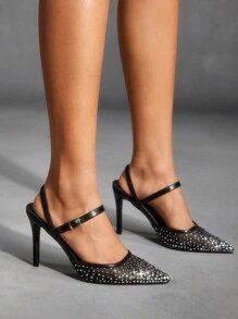 CUCCOO SZL 尖头高跟鞋镶满水钻，女性新年假期 - 黑色 - 查看 3