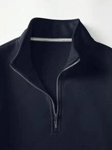 Manfinity Dauomo Sudadera con cremallera y cuello para hombre de unicolor
