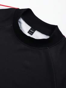 Manfinity Homme Men's Casual Pullover Hoodie With Side Stripe, Long Sleeve Turtleneck Top, Autumn/Winter