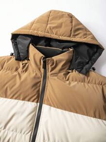 Manfinity Homme Men's Winter Casual Color Block Hooded Padded Coat - Multicolor - View 7