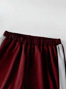 SHEIN 2pcs Casual Color Block Outfit For Teenage Boys Chic Outfits For Autumn/Winter - Red - View 3