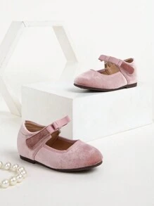 1 Pair Girls Velvet Soft Bottom Mary Jane Flat Loafers, Princess Driving Loafers Suitable For Spring And Autumn - Pink - View 6