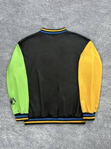 SHEIN Teen Boys Fleece Star Print Retro Long Sleeve Cardigan Jacket - Multicolor - View 2