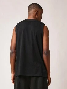 SUMWON Regular Fit Essential Sleeveless Tank - Black - View 2