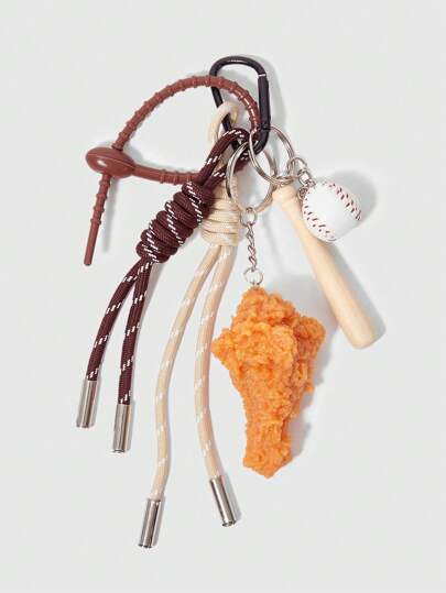 ROMWE 1 件街头风格鸡腿棒球背包挂件