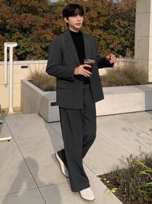 DAZY Men's Solid Color Suit Jacket And Pants Set