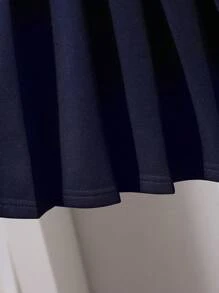 SHEIN 年轻女孩短款字母印花收腰百褶下摆休闲长袖连衣裙，春秋季 - 彩色 - 查看 6