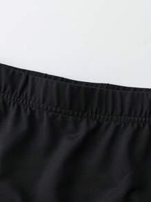 SHEIN LUNE 女式纯色黑色长款褶皱裙，春秋长裙 - 黑色 - 查看 5