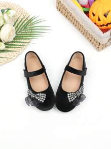 Girls' Fashion Bowknot Plush Soft Bottom Flats, Princess Shoes, New Versatile Flat Shoes