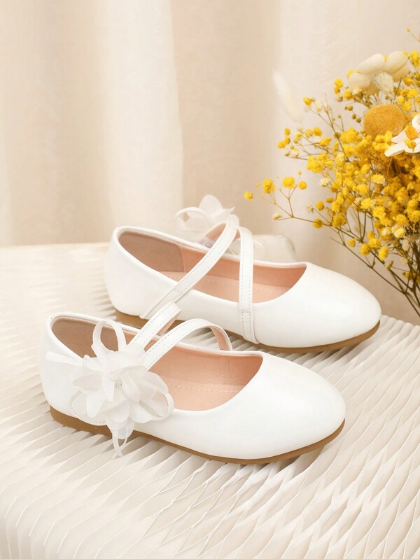 Dziewczęce, codzienne, białe, płaskie buty w stylu księżniczki, wiosna/jesień