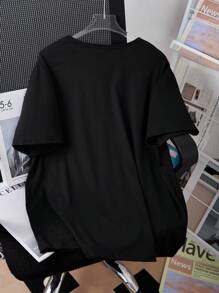 Tween Girls Cute Elephant Graphic Comfortable Round Neck T-Shirt - Black - View 2