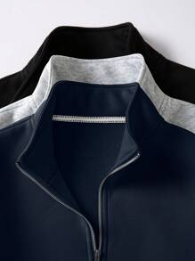 Manfinity Dauomo Sudadera con cremallera y cuello para hombre de unicolor