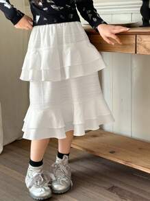 DAZY Tween Girl Autumn Skirt,Back To School Clothes - White - View 2