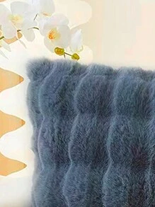 1 vỏ gối Sherpa lông thỏ giả, màu trơn, thích hợp cho ghế sofa phòng khách, đầu giường phòng ngủ, mùa thu/đông - Màu xám đen - Xem 4