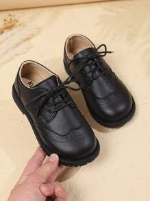 1 Pair Kids Casual Loafers, Simple Versatile British Style Lace Up Non-Slip Flats