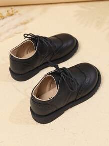1 Pair Kids Casual Loafers, Simple Versatile British Style Lace Up Non-Slip Flats