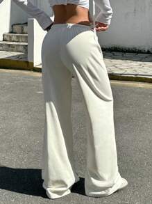 Muchica Pantalones de pierna ancha con cintura de cordón - Blanco - Ver 2
