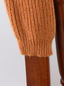 Tween Girl Solid Ribbed Knit Sweater - Khaki - View 4