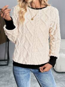 EMERY ROSE 女士圆领双面羊毛提花休闲日常保暖运动衫秋冬季 - 彩色 - 查看 4