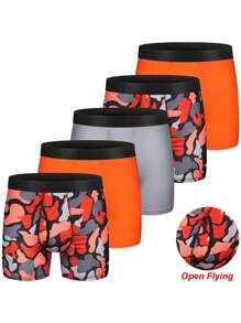 Set de 5 calzoncillos tipo bóxer con bragueta para adolescentes, transpirables y de secado rápido