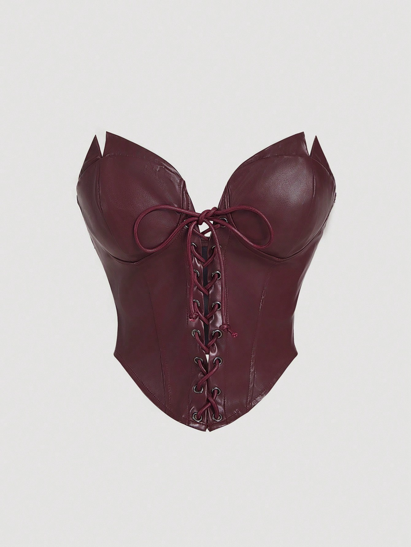 SHEIN MOD الأعلى الأنبوبي البرغندي مع تفاصيل من شب...