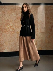 MOTF PREMIUM ELASTIC WAIST SKIRT - Khaki - View 7