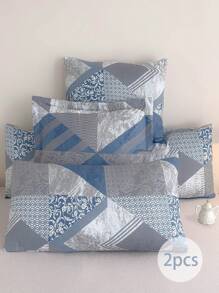 2 件最便宜的柔软超细纤维枕套 - 枕套，防过敏透气枕套，大号长款标准大号双人床单人床双人床特大号双人床、身体床、欧式床和方形床，适合所有季节床上用品套装 - 淺藍色 - 查看 4
