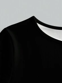 Glamance ORANGE STUDIO Women Black Midi Dresses Long Sleeve Round Neck Elegant All Over Print,Plain Summer Outfits For Women Summer Dress For Women Sundress For Women Vacation Dress Going Out