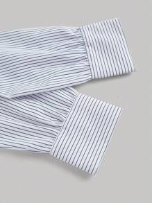 SHEIN X ELOISA & ORSON SHEIN MOD Camisa de manga larga asimétrica con diseño cruzado y lazo en la espalda, estilo vaquera para Acción de Gracias