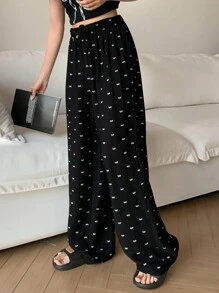 DAZY 宽松蝴蝶结印花睡裤，秋冬款