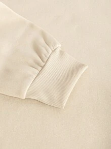 SHEIN EZwear 圣诞圣诞老人图案印花圆领女式运动衫，秋冬季休闲款 - 米色 - 查看 6