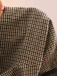 Anewsta 女士优雅现代时尚千鸟格短裤，适合冬季通勤 - 杏色 - 查看 8