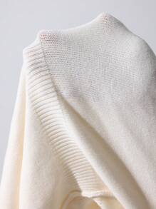 Flirla 秋冬时尚休闲蝴蝶装饰喇叭袖连衣裙 - 白色 - 查看 8