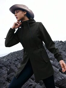 In My Nature 女士纯色长袖口袋休闲连帽户外夹克