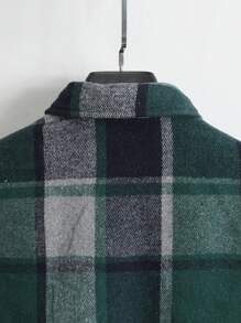 Manfinity Homme Men's Button Front Long Sleeve Plaid Shacket, Casual Daily Wear, Fall, Winter Warm - Multicolor - View 4