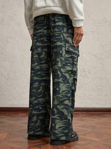 AKNOTIC Party 男士梭织迷彩印花中腰直筒休闲裤外出长款宽松裤子适合秋季老公男友礼物 - 彩色 - 查看 5