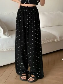 DAZY 宽松蝴蝶结印花睡裤，秋冬款