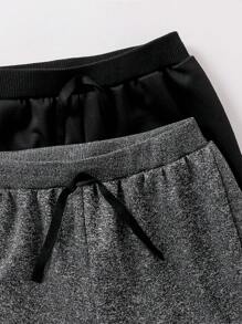 SHEIN Tween-Jungen Einfarbige Jogginghose mit lockerer Passform und Kordelzug in der Taille