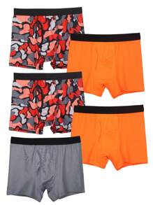 Set de 5 calzoncillos tipo bóxer con bragueta para adolescentes, transpirables y de secado rápido