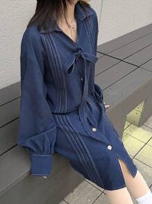 FRIFUL Vestido corto de mujer con tirantes de lazo en lino
