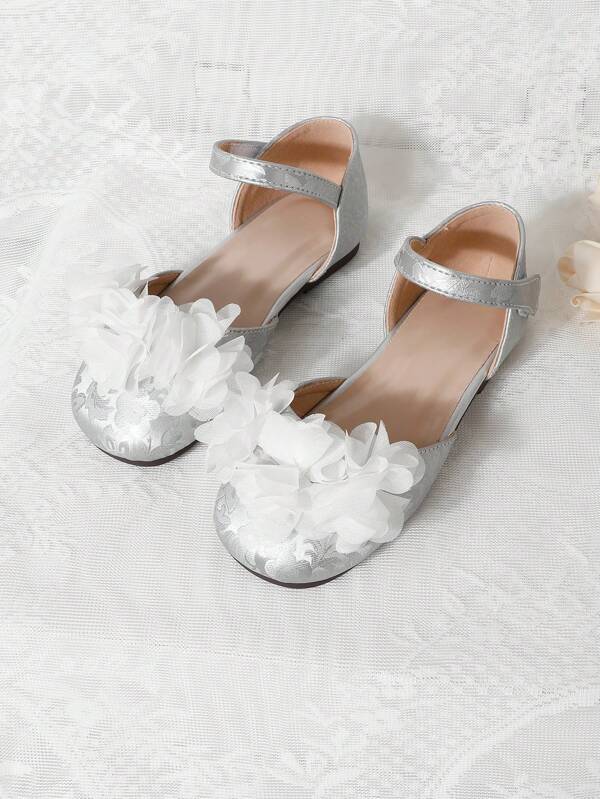 Fashion Floral Print White Girl's Sandals, Suitable For Party And Casual Wear, Spring/Summer
