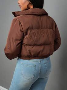 Slaydiva Outono/Inverno Novo Logotipo de Carta Bordada Casaco Feminino Acolchoado com Capuz