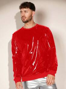 FeverCity Men Solid PU Leather Sweatshirt - Red - View 6