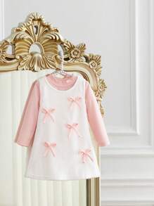 Vestido de felpa y cómoda Top de manga larga de punto para bebés niñas, otoño/invierno - Multicolor - Ver 2