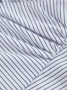 SHEIN X ELOISA & ORSON SHEIN MOD Camisa de manga larga asimétrica con diseño cruzado y lazo en la espalda, estilo vaquera para Acción de Gracias