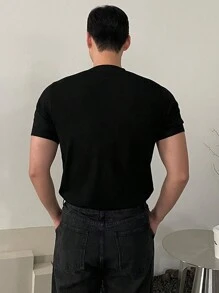 DAZY Men's Basic Black Knitted Pullover - Black - View 2