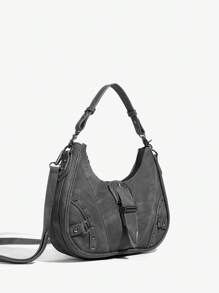 SHEIN ICON Quý cô, Túi xách tay nữ, Túi đeo chéo, Thời trang, Cá nhân hóa, Đơn giản, Đa năng, Đường phố, Những cô gái ngọt ngào và sành điệu, Những cô gái nóng bỏng, Y2k, Cổ điển, Đinh tán, Cổ điển, Thanh thiếu niên, Túi Y2k, Phong cách thời trang thập niên 2000, Túi Gothic Punk dành cho phụ nữ - Xám - Xem 3